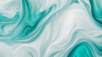 An abstract background created with turquoise and white fluid art