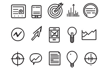 set of icons for web design, hand drawn graphics icons element outline stoke for ecommerce and business isolated vector on white background