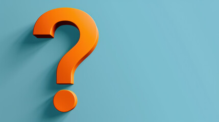   of an orange question mark on a blue background, representing inquiry, curiosity, and uncertainty. Ideal for educational and informational uses.