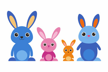 Cute Rabbit Designs in Various Styles: Vector Illustration and Silhouettes on White Background