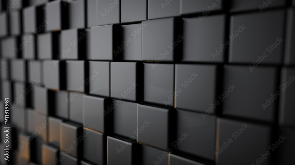 Poster modern abstract background featuring a black cube pattern with soft lighting. ideal for design, tech