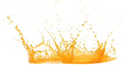 Orange Mango Juice pouring and splash as crown water. Orange Mango Juice explode bubble splash in...