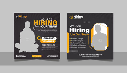 We are hiring job vacancy social media post template set, vacant recruitment marketing web banner square flyer poster design.	