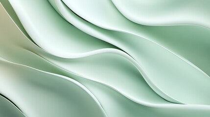 Obraz premium Calm 3D light green background with gentle curves and soft transitions, creating a soothing and relaxing effect.