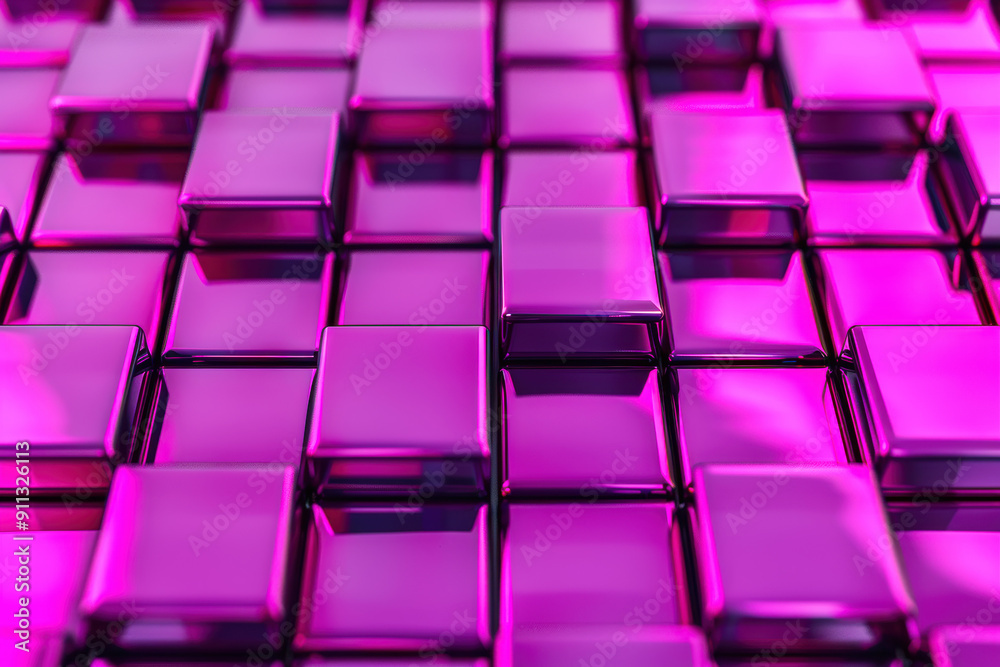 Wall mural a vibrant abstract background featuring a grid of shiny, reflective purple cubes creating a modern a