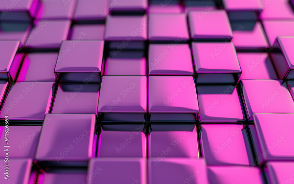 Poster abstract close-up image of glossy pink and black square tiles arranged in a grid pattern, creating a