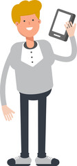 Male Character Talking on Smartphone
