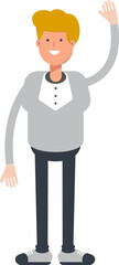Male Character Raising Hand Illustration
