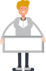 Male Character and Blank Signage
