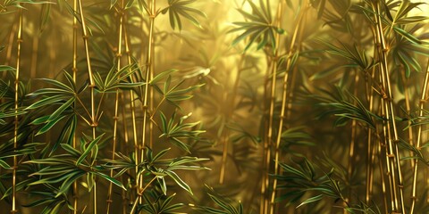 Fototapeta premium The golden bamboo forest is impeccably created. Ai generation