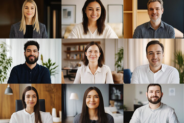 Multiethnic smiling businesspeople standing looking at camera making group photo in office together, happy diverse employees posing for picture with boss or team leader, showing unity and support