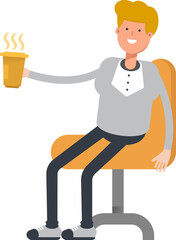 Male Character Drinking Coffee
