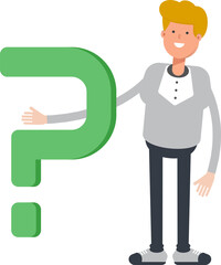 Male Character and Question Mark
