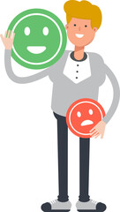 Male Character and Emoticon Sign
