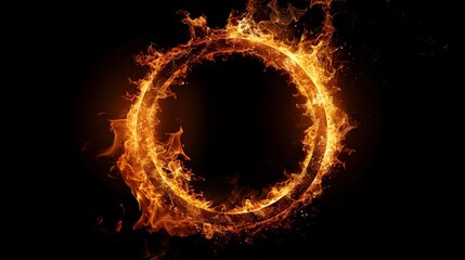 Fototapeta premium Fiery Inferno Circle - Intense Flames Swirling in Dramatic Abstract Blaze