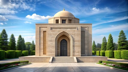 Fototapeta premium The Enduring Majesty of Kozy Korpesh and Bayan Sulu Mausoleum: A Monument of Time and Stone Generative AI