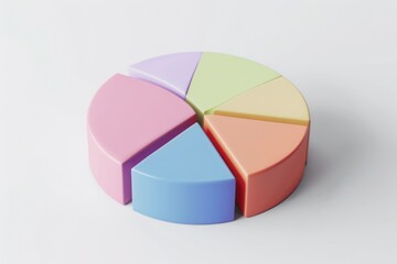 Fototapeta premium Colorful 3D Pie Chart on White Background
