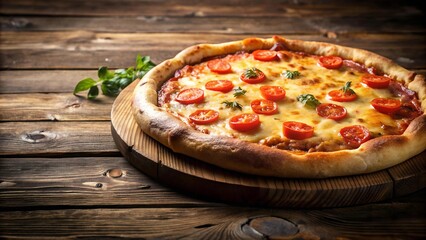 A Slice of Nostalgia: A Vintage Pizza on a Rustic Wooden Table  Generative AI