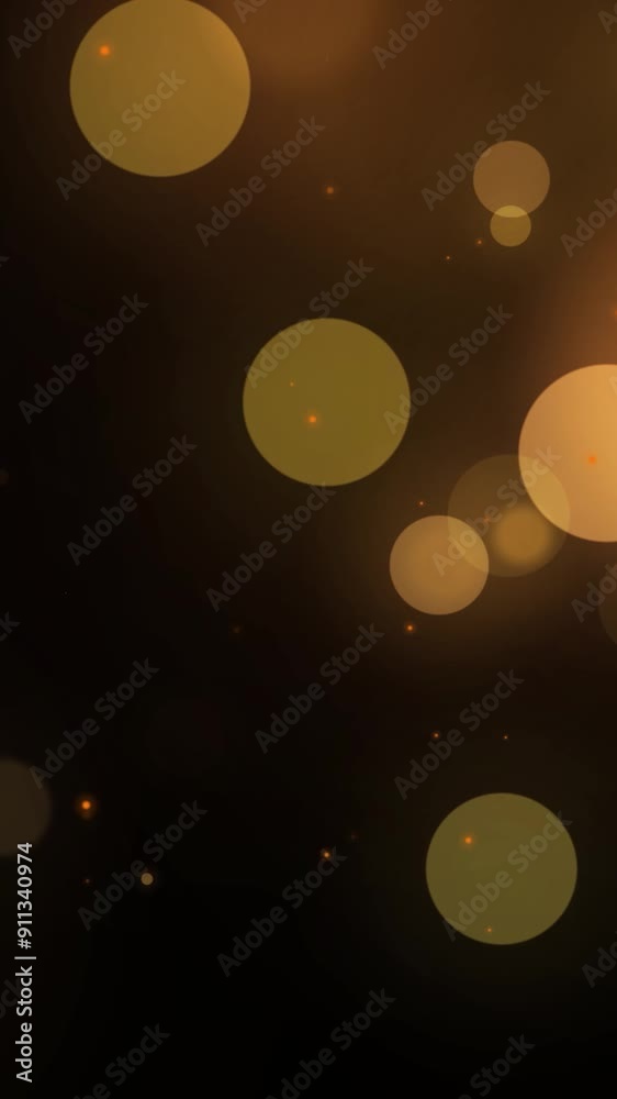 Wall mural abstract gold blurry bokeh background with lights particles on dark background. defocused photo effe