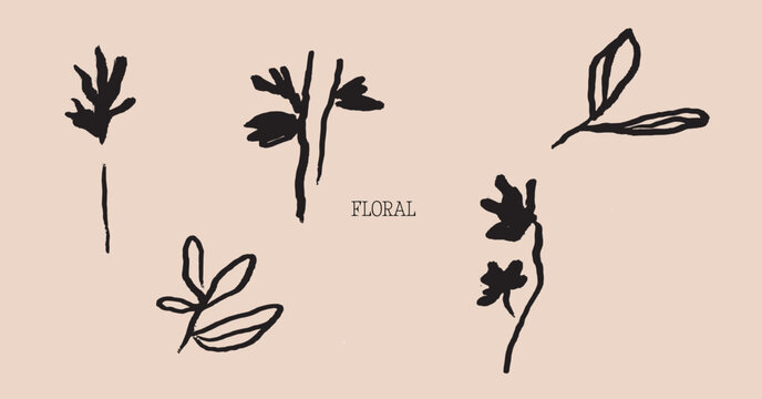 Floral vector illustration, illustrator, eps, ai, minimaliste, dessin au trait, plante, bature, fleur , feuille, art 