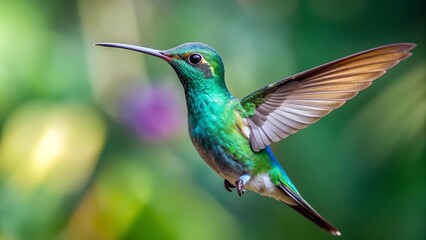 Obraz premium Emerald Gleam: A Hummingbird's Graceful Flight Generative AI