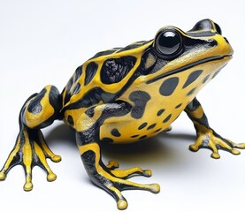 Isolated yellow poison dart frog from the tropical jungle as transparent PNG, generative AI animal