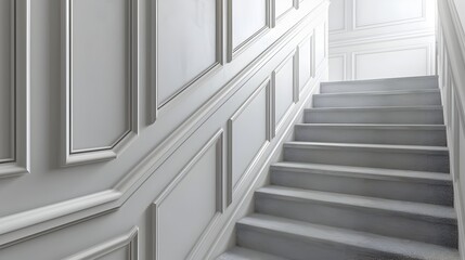 Fototapeta premium Elegant Monochrome Staircase in Modern Residential Interior