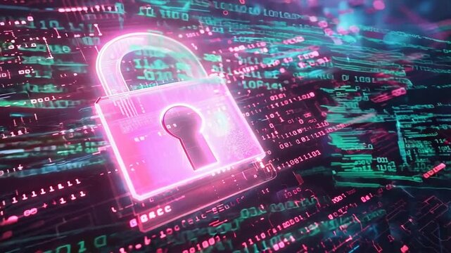 Digital padlock over an abstract tech background, emphasizing secure network connections