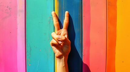 Peace Sign Against Colorful Background