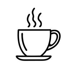 Stylized coffee mug with steam icon, ideal for warm beverage graphics and app designs