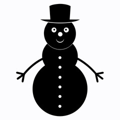 Snowman with hat isolated on white, Snowman vector illustration, Christmas Snowman vector art, Snowman silhouette, christmas Snowman vector icon, eps
