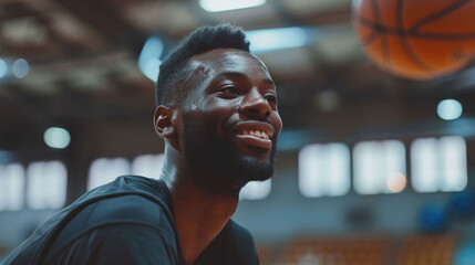 Close Up of Basketball Player Practicing Alone in an Empty Gymnasium During Daytime