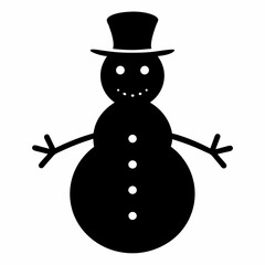 Snowman with hat isolated on white, Snowman vector illustration, Christmas Snowman vector art, Snowman silhouette, christmas Snowman vector icon, eps