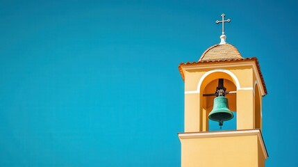 A bell tower with a cross on top of it