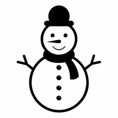 Snowman with hat isolated on white, Snowman vector illustration, Christmas Snowman vector art, Snowman silhouette, christmas Snowman vector icon, eps