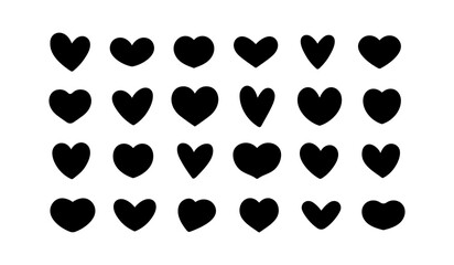 Heart silhouette set. Simple vector heart icon set. Black heart icons. Valentine's Day symbol.