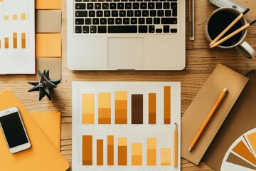 Development accumulation charts theme top view presenting data accumulation Technology tone tetradic color scheme