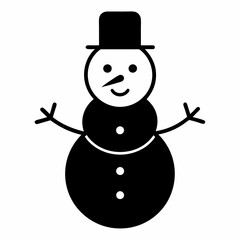 Snowman with hat isolated on white, Snowman vector illustration, Christmas Snowman vector art, Snowman silhouette, christmas Snowman vector icon, eps