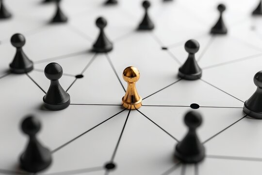 Breakthrough analysis network theme top view showcasing network analysis Scifi tone black and white