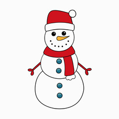 Snowman with hat isolated on white, Snowman vector illustration, Christmas Snowman vector art, Snowman silhouette, christmas Snowman vector icon, eps