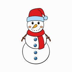 Snowman with hat isolated on white, Snowman vector illustration, Christmas Snowman vector art, Snowman silhouette, christmas Snowman vector icon, eps