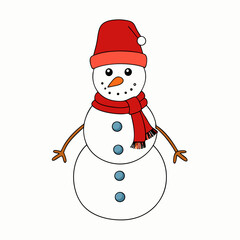 Snowman with hat isolated on white, Snowman vector illustration, Christmas Snowman vector art, Snowman silhouette, christmas Snowman vector icon, eps