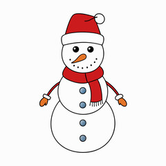 Snowman with hat isolated on white, Snowman vector illustration, Christmas Snowman vector art, Snowman silhouette, christmas Snowman vector icon, eps