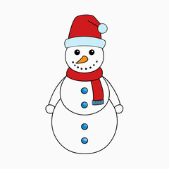 Snowman with hat isolated on white, Snowman vector illustration, Christmas Snowman vector art, Snowman silhouette, christmas Snowman vector icon, eps