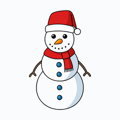 Snowman with hat isolated on white, Snowman vector illustration, Christmas Snowman vector art, Snowman silhouette, christmas Snowman vector icon, eps
