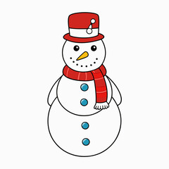 Snowman with hat isolated on white, Snowman vector illustration, Christmas Snowman vector art, Snowman silhouette, christmas Snowman vector icon, eps