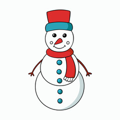 Snowman with hat isolated on white, Snowman vector illustration, Christmas Snowman vector art, Snowman silhouette, christmas Snowman vector icon, eps