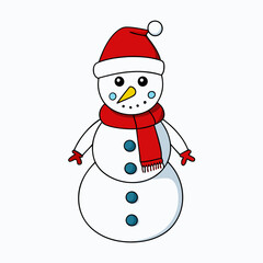 Snowman with hat isolated on white, Snowman vector illustration, Christmas Snowman vector art, Snowman silhouette, christmas Snowman vector icon, eps