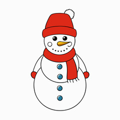 Snowman with hat isolated on white, Snowman vector illustration, Christmas Snowman vector art, Snowman silhouette, christmas Snowman vector icon, eps