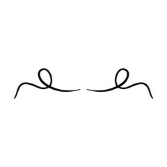 Hand drawn curly divider icon vector illustration design element of swish, swash, swoosh underline swirl squiggle stroke line